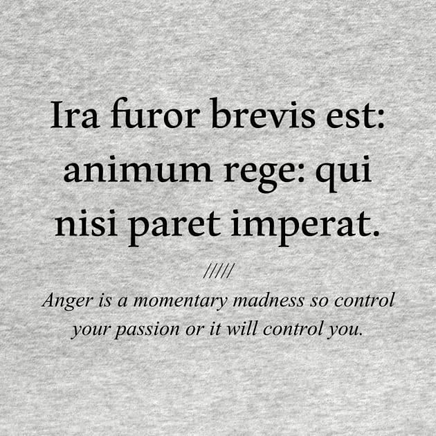Latin quote Ira furor brevis est animum rege qui nisi paret imperat. Latin Quote TShirt